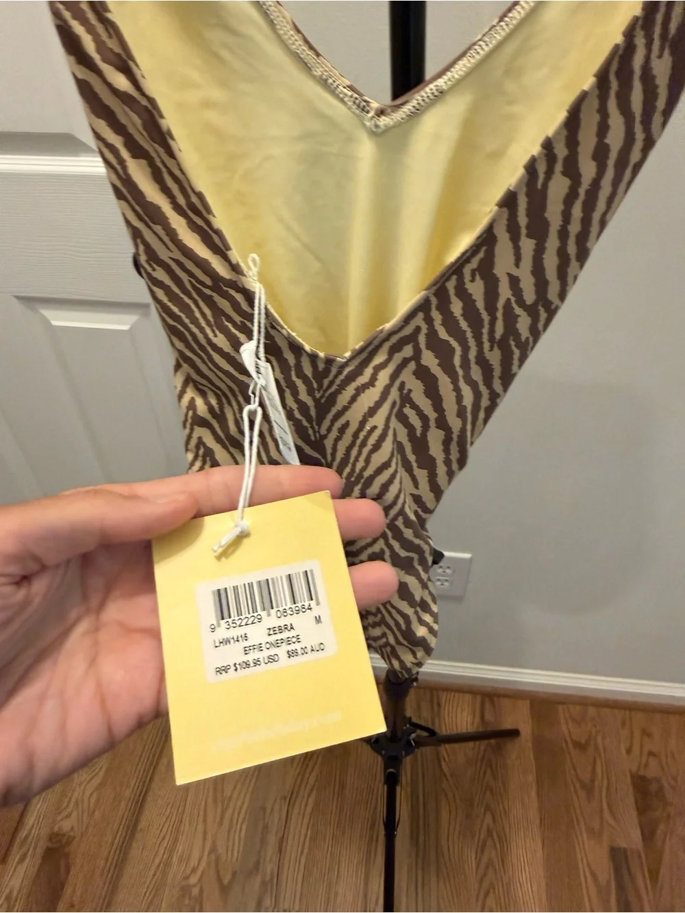 NWT Charlie Holiday Effie Zebra-Print One Piece Swimsuit